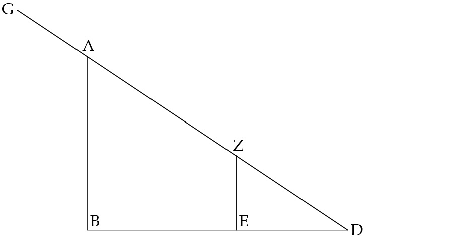 Diagram depicting two similar triangles in order to determine the height of an object.